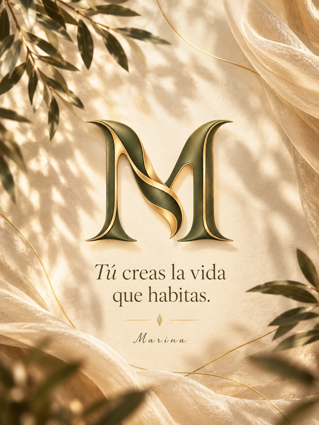 M · Tú creas la vida que habitas. · Marina